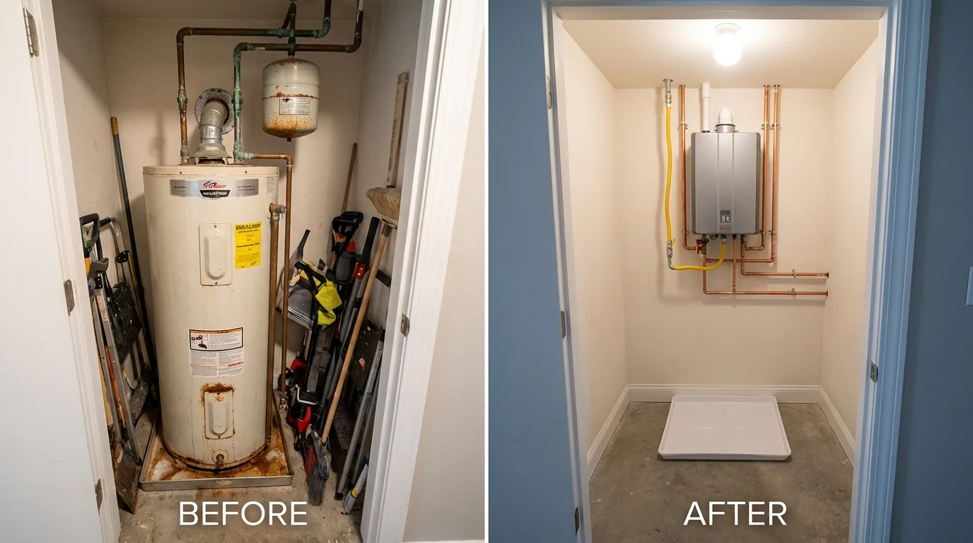 Tank water heater versus wall-mounted tankless unit comparison for Yuma, AZ homeowners
