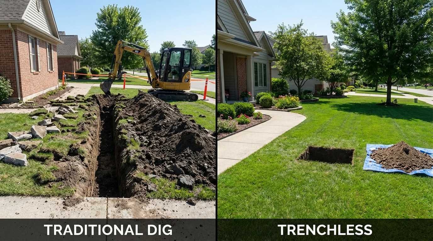 Trenchless sewer repair with minimal yard damage versus traditional excavation in Yuma, AZ